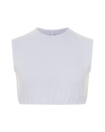 Gemsli SH368 White Modal Sleeveless Crop Shell Adjustable Neck Myselflingerie.com